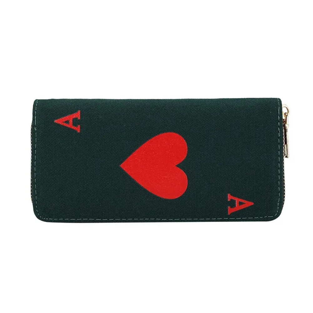 Playing Card Pattern Wallet In Green